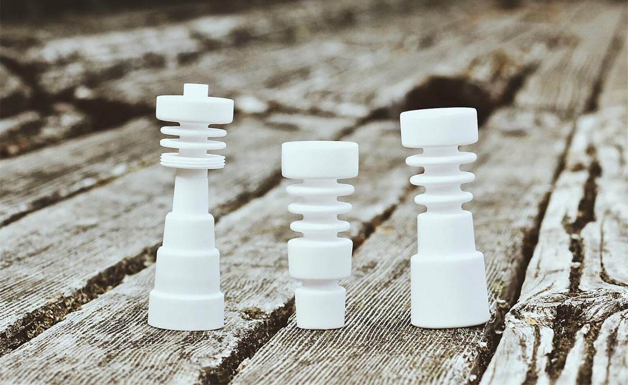 A row of ceramic dab nails, image courtesy of Glassics Co on Instagram