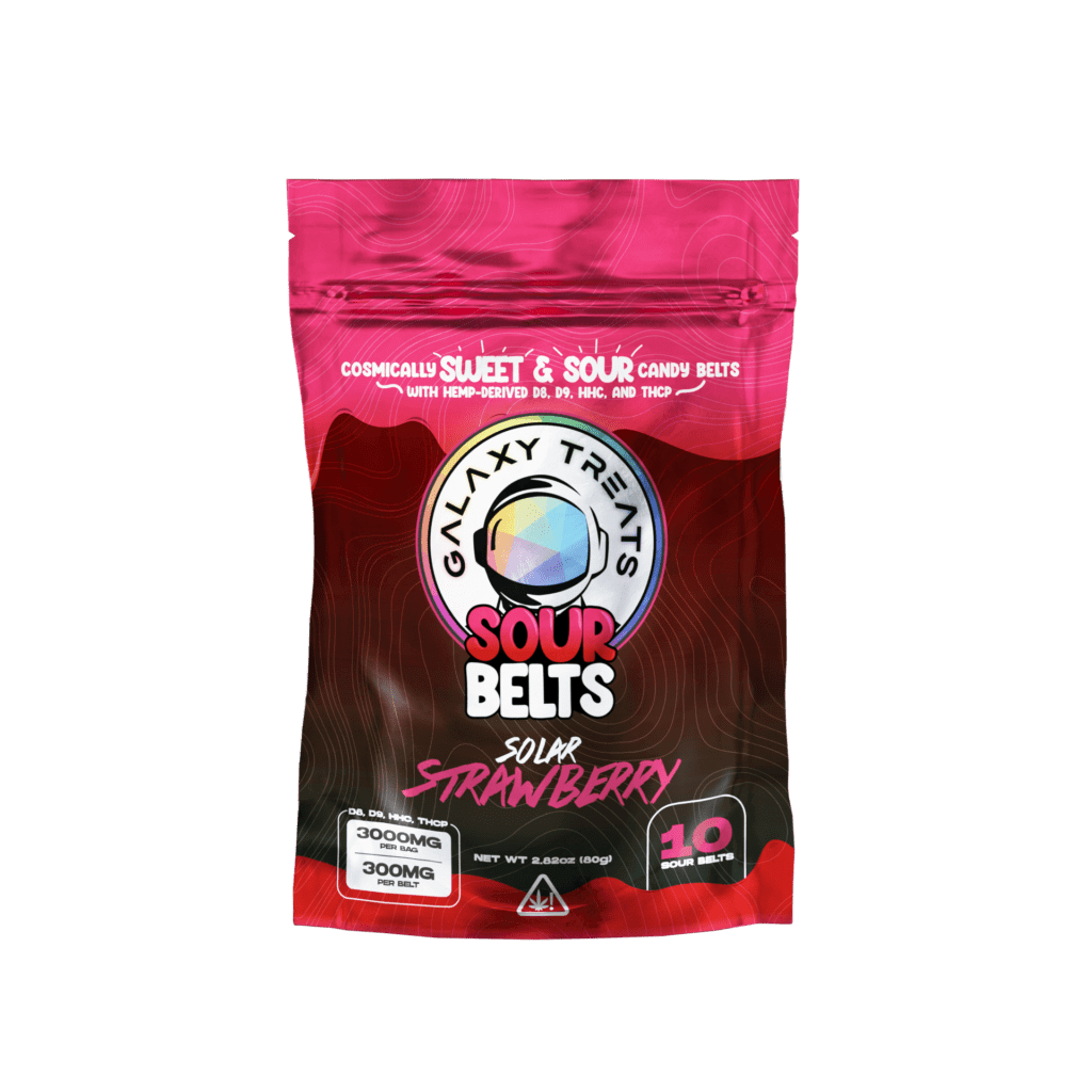 SOLAR STRAWBERRY 3000MG D8 D9 HHC THCP SOUR BELTS (10-CT)| Galaxy Treats