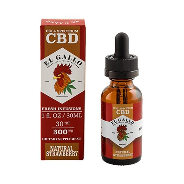 CBD Tinctures El Gallo - CBD Tincture - Natural Strawberry - 300mg-1500mg