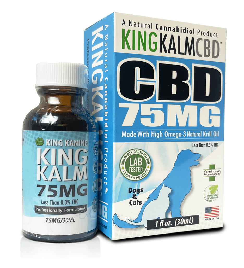 KING KALM™ CBD 75mg - Small Size Dog & Cat Formula - 2.5mgs of CBD per each 1ml.