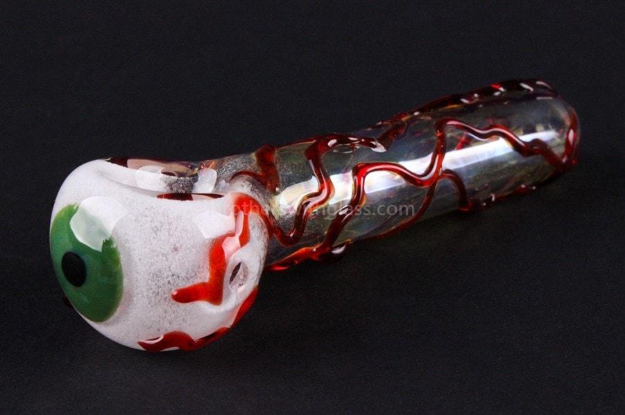 Glass pipes Chameleon Glass Optometrist Eye Ball Silver Fumed Pipe