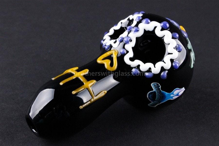 Hand pipe Chameleon Glass San Ta Muerte Skull Hand Pipe