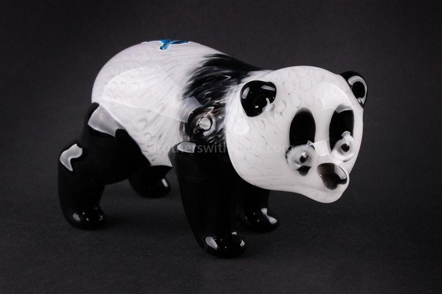 Hand pipe Chameleon Glass Panda Bear Hand Sculpted Hand Pipe