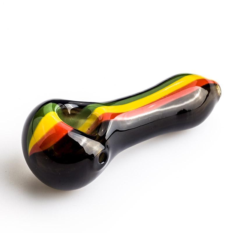 glass pipes Black Glass Spoon Pipe w/ Stripes