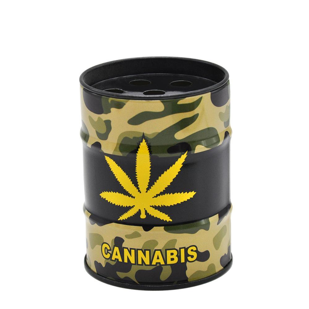 Ashtray Cannabias Leaf Oil Drum Shaped Tin Ashtray
