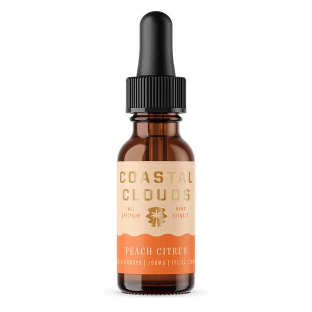 CBD Tinctures Coastal Clouds - CBD Tincture - Full Spectrum Peach Citrus - 750mg-1500mg