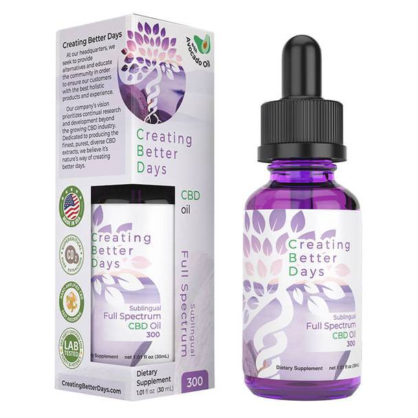 CBD Tinctures Creating Better Days - CBD Tincture - Full Spectrum Oil - 300mg-1250mg