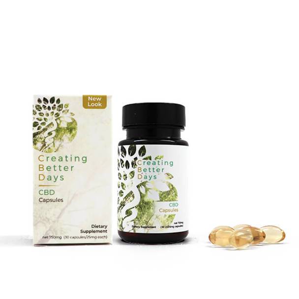 CBD Capsules Creating Better Days - CBD Gel Caps - 30pc-25mg