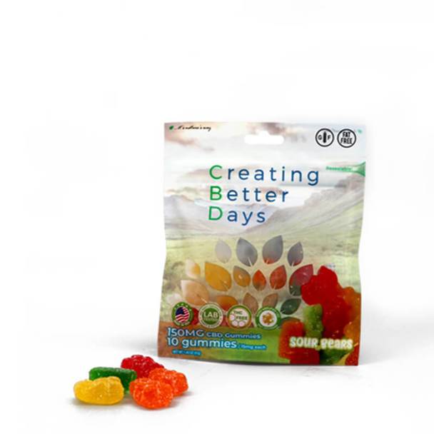 CBD Edibles Creating Better Days - CBD Edible - Sour Bears Gummies - 10pc-15mg