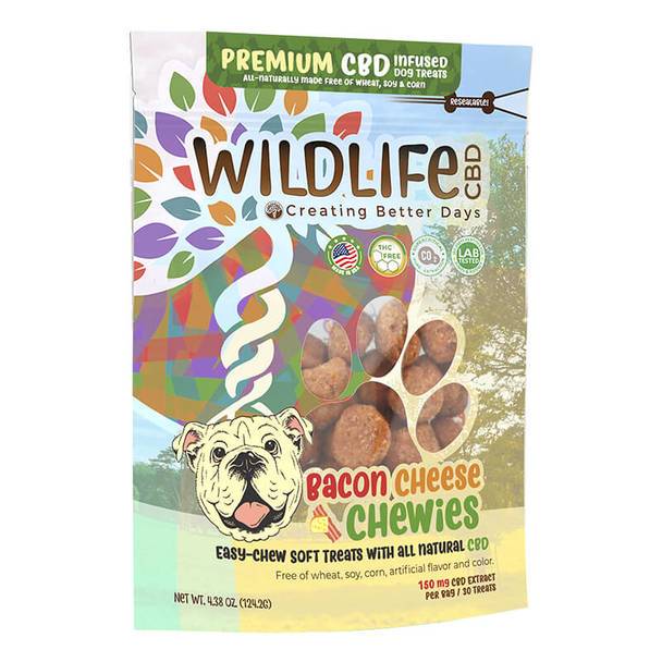 Cbd For Pets Creating Better Days - CBD Pet Treat - Wildlife Premium Bacon Cheese Chewies - 30pc-5mg