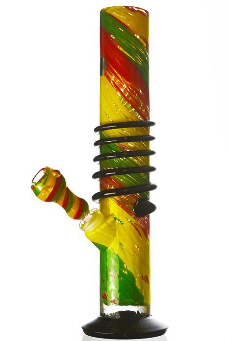 Bongs Twisted Sisters - 12" Rasta Colored Straight Tube Bong