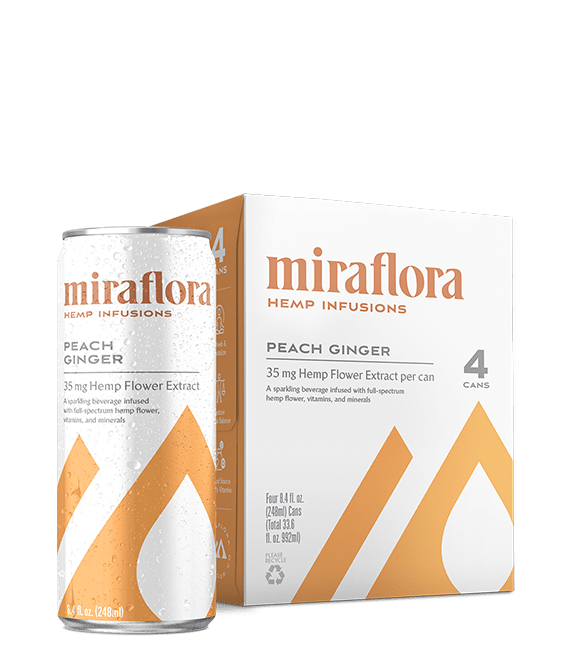 Cbd drinks Miraflora hemp infusions sparkling beverage - Ginger Peach