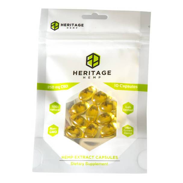 CBD Capsules Heritage Hemp - CBD Soft Gels - 10 Count - 25mg