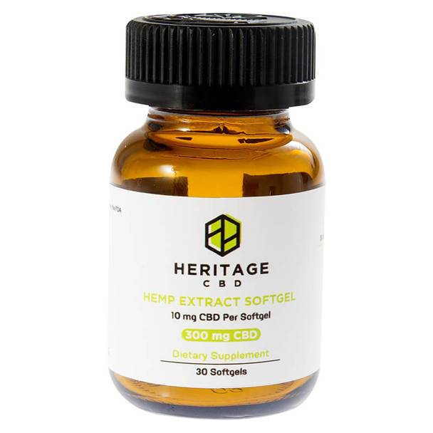 CBD Capsules Heritage Hemp - CBD Soft Gels - 30 Count - 10mg-25mg