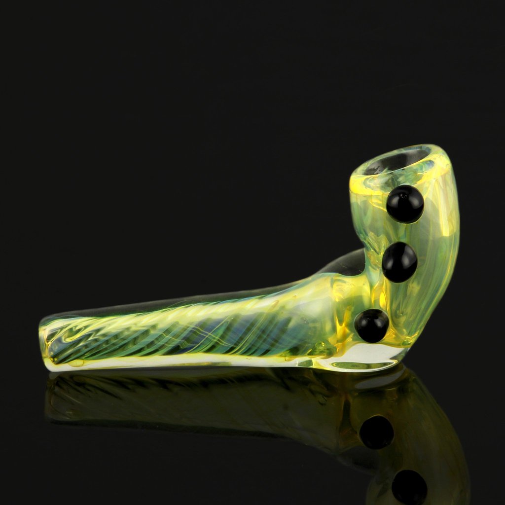 Hand Pipe Glassheads - Illuminati UV Reactive Pipe with Black Marbles