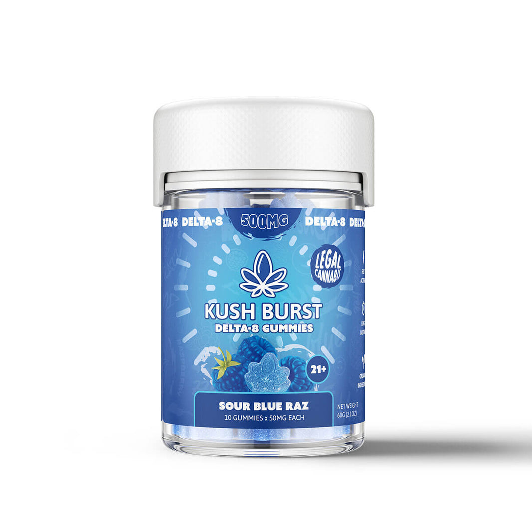 Kush Burst Delta 8 THC Gummies – Blue Raspberry 50mg