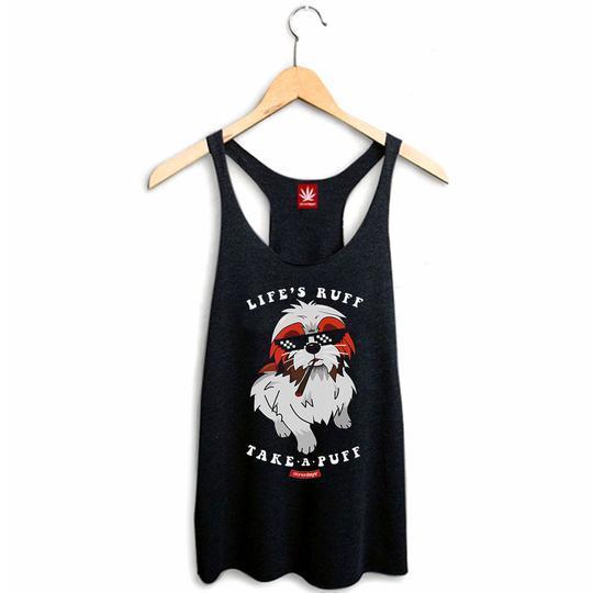Apparel WOMEN'S LIFES RUFF TAKE A PUFF RACERBACK