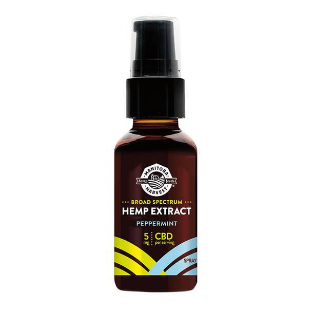 CBD Oil Manitoba Harvest - CBD Tincture Spray - Broad Spectrum Hemp Extract Peppermint Spray - 300mg