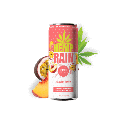 CBD for pets HEMP RAIN™ Peach Passion Lightly Flavored Sparkling CBD Water