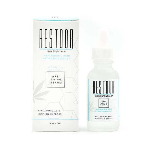 CBD Cream Restoor Skin Essentials - CBD Topical - Hyaluronic Acid Hydration Boost Serum - 30mg