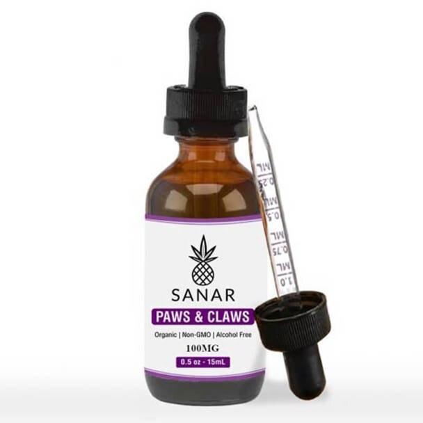 Cbd For Pets Sanar - CBD Pet Tincture - Paws & Claws Full Spectrum Wild Salmon - 100mg-600mg