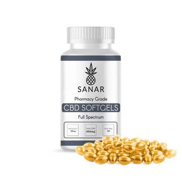 CBD Capsules Sanar - CBD Soft Gel - Pain Full Spectrum - 10mg-30mg