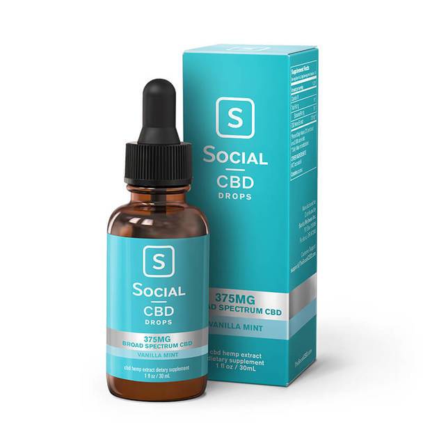 CBD Tinctures Social - CBD Tincture - Broad Spectrum Drops Vanilla Mint - 375mg-1500mg