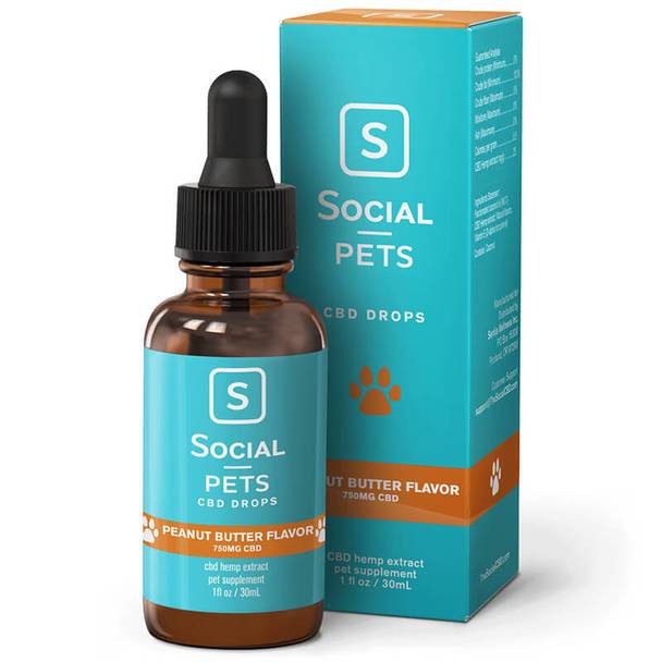 Cbd For Pets Social - CBD Pet Tincture - Broad Spectrum Peanut Butter - 250mg-750mg