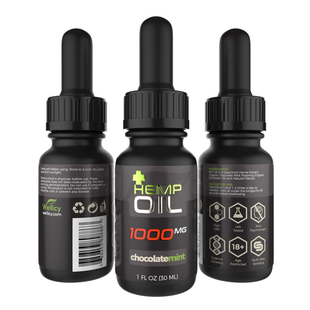 CBD Tinctures Wellicy CBD Hemp & MCT Oil Tincture - Chocolate Mint