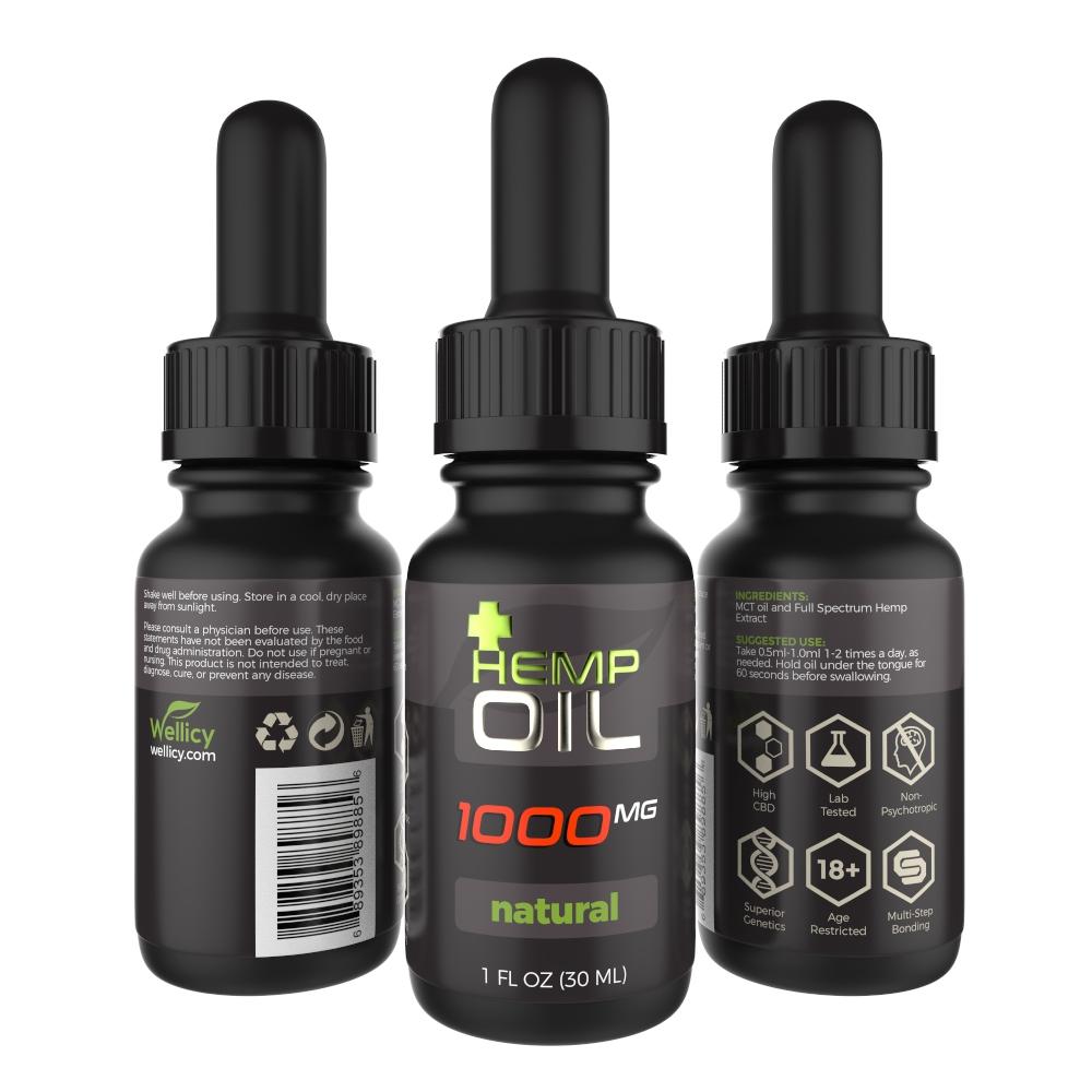 CBD Tinctures Wellicy CBD Hemp & MCT Oil Tincture - Natural