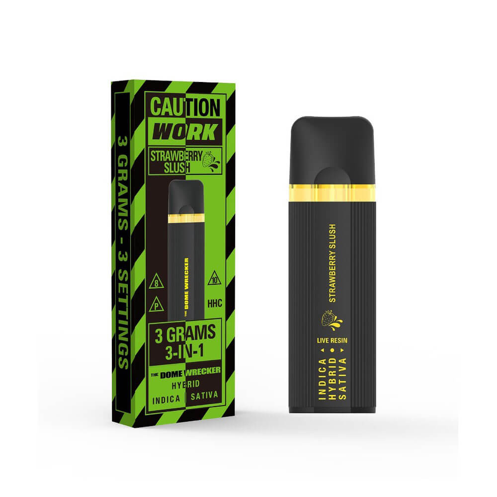 Work Delta 8 + D10 + THC-P + HHC Dome Wrecker Live Resin Disposable Vape – Strawberry Slush 3G
