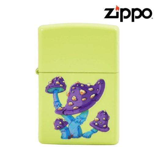Lighters Zippo Lighter u2013 Neon Yellow with Textured Mushrooms