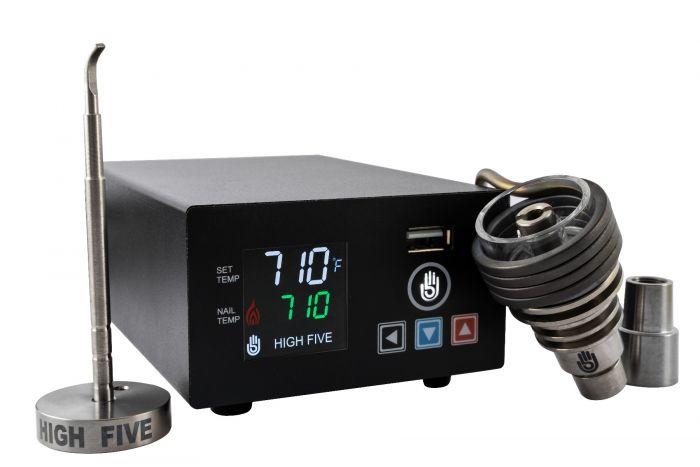 e-nail High Five - LCD E-Nail w/ Coil & Hybrid Ti Nail + Dabber