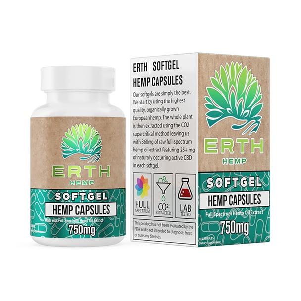 CBD Capsules ERTH - CBD Soft Gels - Raw Oil - 750mg