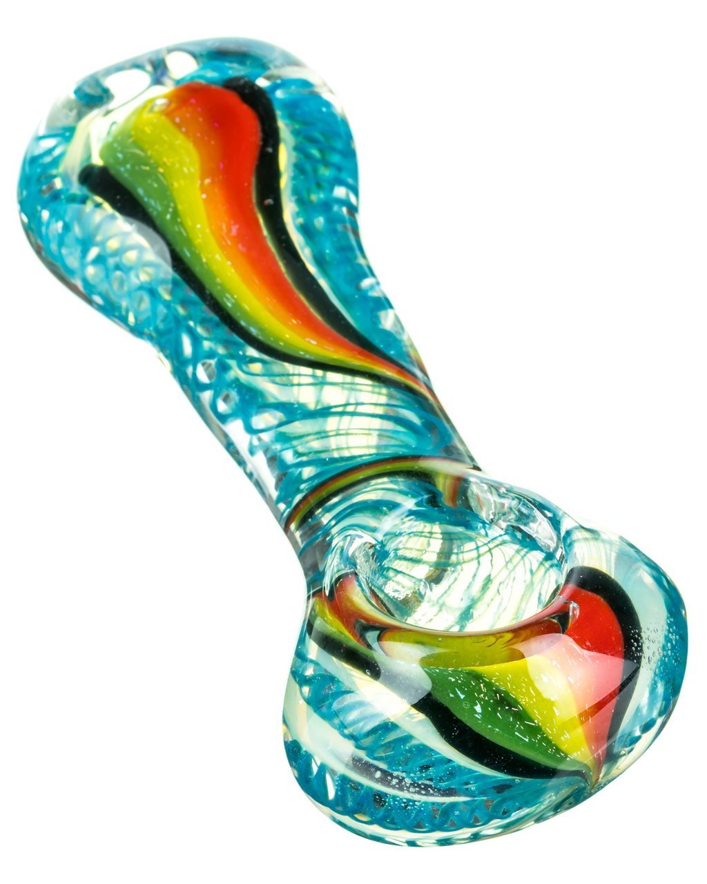 Spoon Pipes BoroDirect - Flat Mouth Rasta Swirl Spoon Pipe