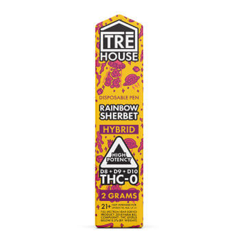 TRE HOUSE - DELTA 8 VAPE - D8:D9:D10:THCO RAINBOW SHERBET DISPOSABLE - 2 GRAMS