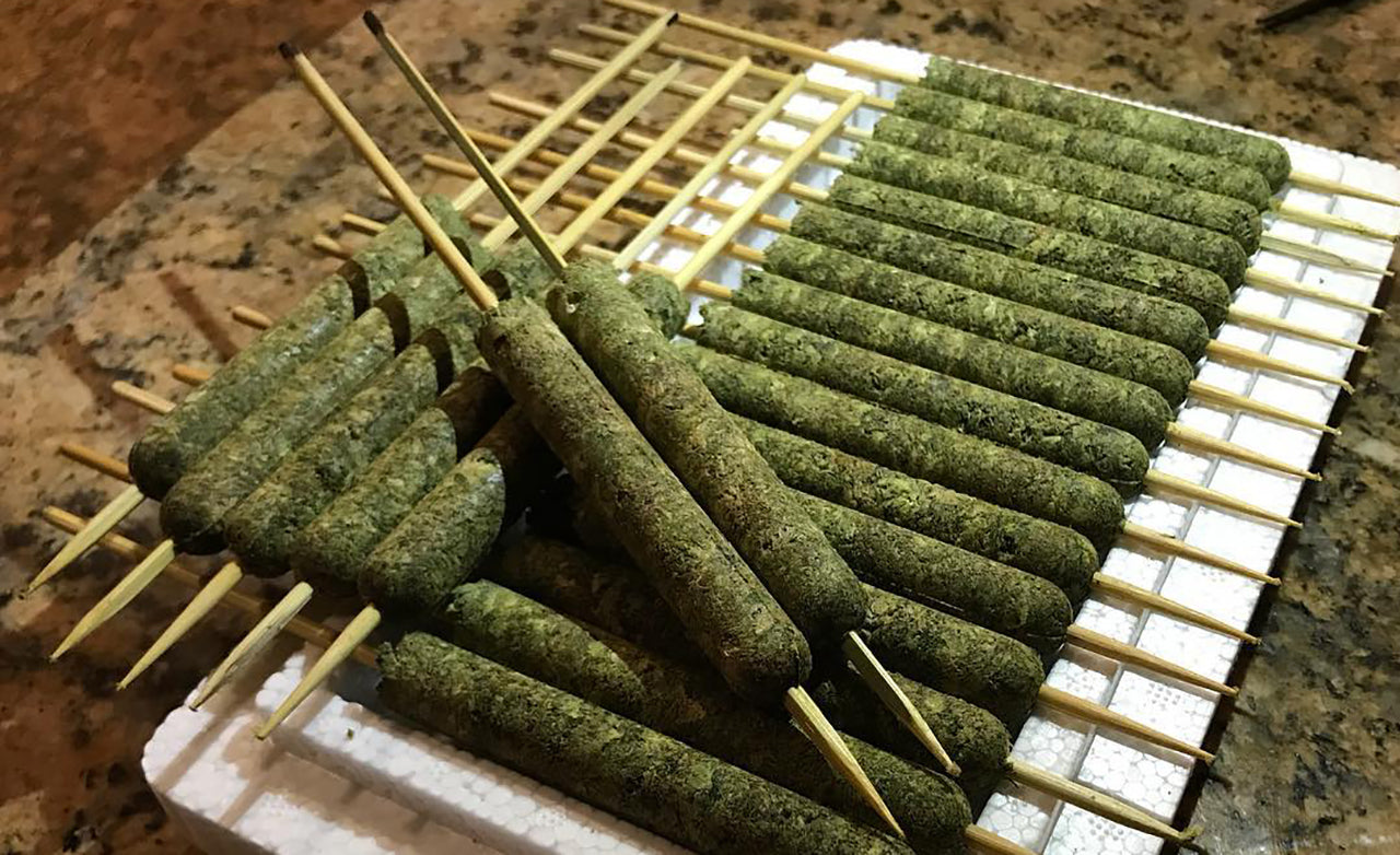 Rows of Thai sticks, image courtesy of Terp Junkies on Instagram