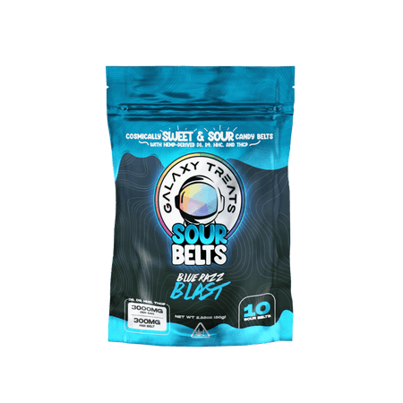 BLUE RAZZ BLAST 3000MG D8 D9 HHC THCP SOUR BELTS (10-CT) | Galaxy Treats