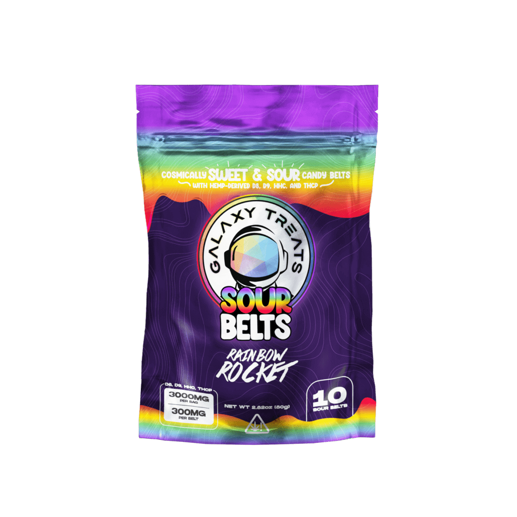 RAINBOW ROCKET 3000MG D8 D9 HHC THCP SOUR BELTS (10-CT)| Galaxy Treats