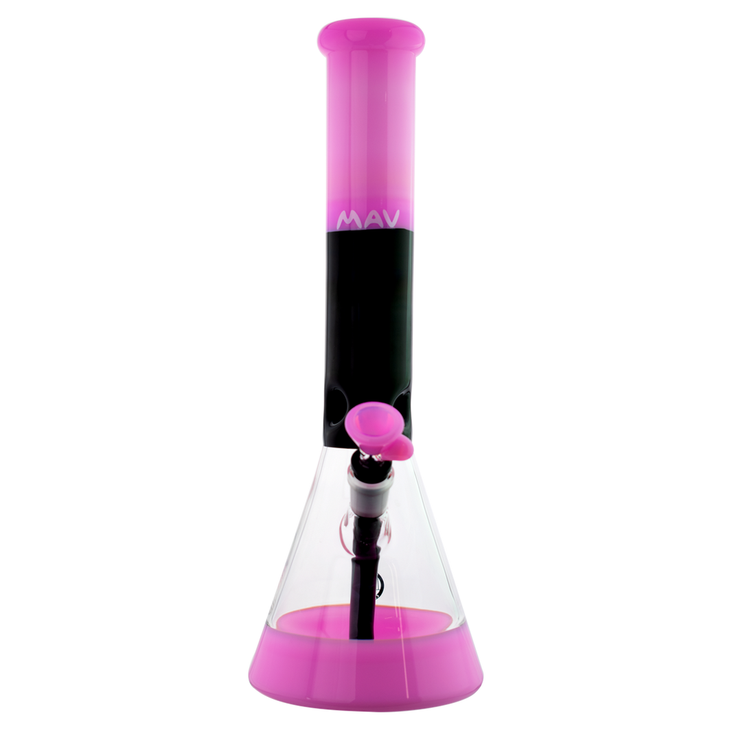 Beaker bongs 15" x 5mm beaker bong pink and black