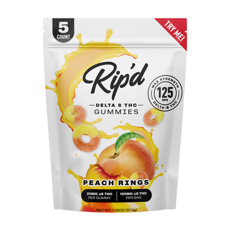 D8 GUMMIES 125MG 5CT PEACH RINGS
