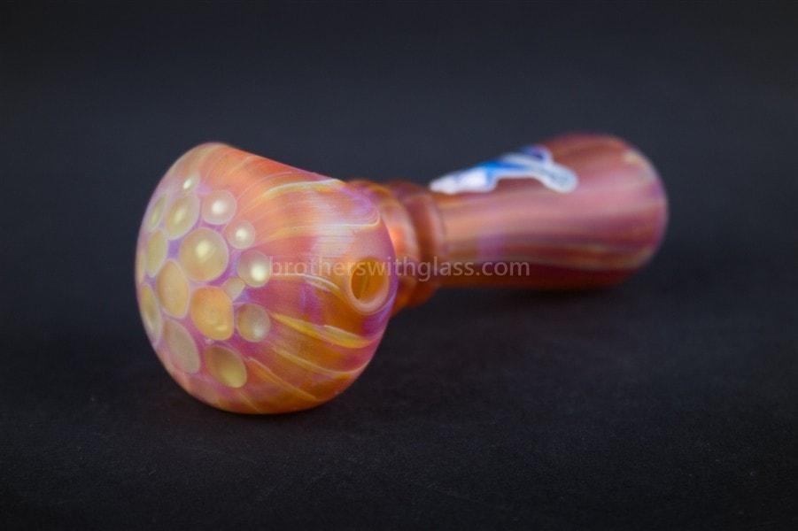 Hand pipe Chameleon Glass Amazeballs Sandblasted Honeycomb Hand Pipe - Amber