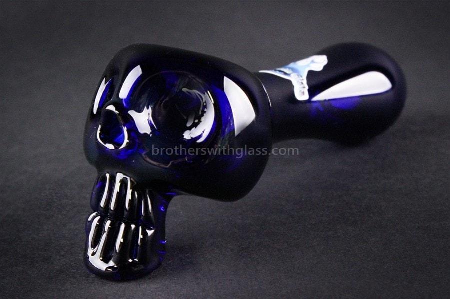 Hand pipe Chameleon Glass Bone Head Skull Hand Pipe - Cobalt Blue