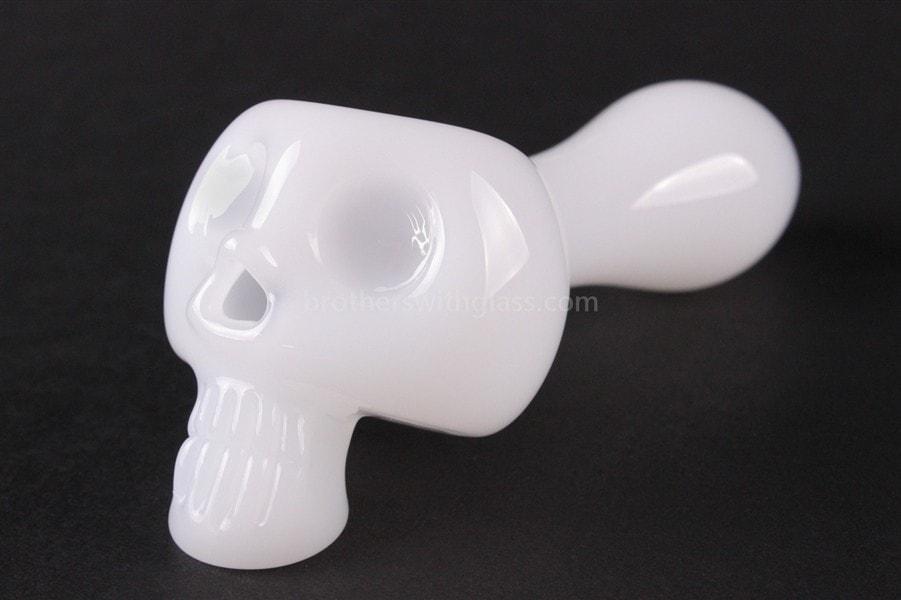 Hand pipe Chameleon Glass Bone Head Skull Hand Pipe - Jade White