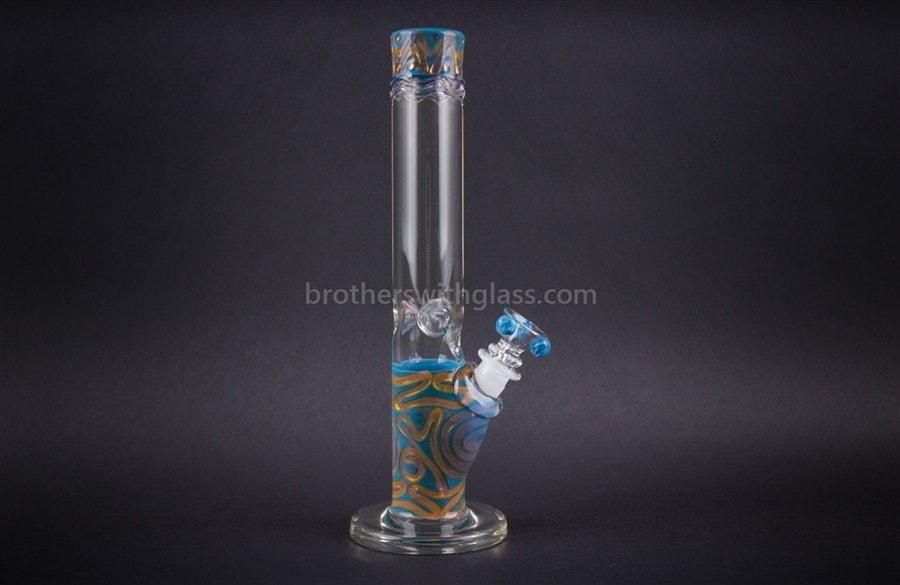 Glass bongs HVY Glass Straight Colored Coil Bong - Teal and Gold