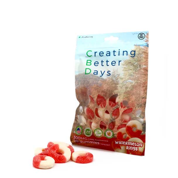 CBD Edibles Creating Better Days - CBD Edible - Watermelon Rings Gummies - 20pc-15mg