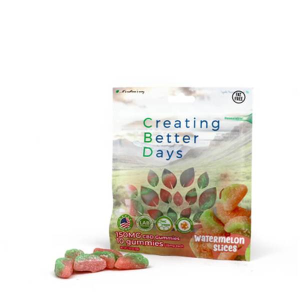 CBD Edibles Creating Better Days - CBD Edible - Watermelon Slices Gummies - 10pc-15mg