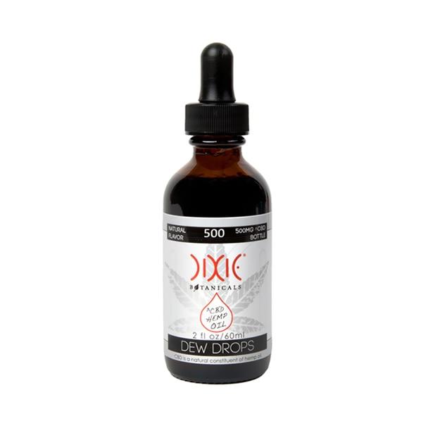 CBD Tinctures Dixie Botanicals - CBD Tincture - Natural Flavor 2oz Dew Drops - 500mg