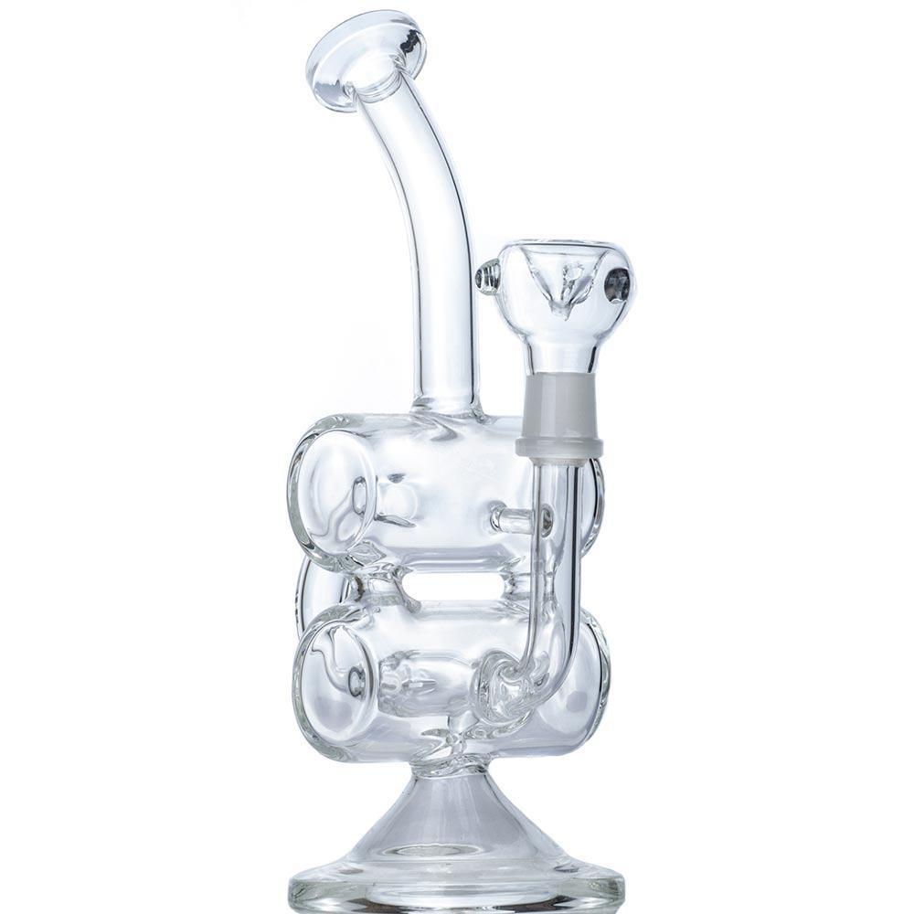 Bongs 8.5" Clear Glass Dual Chamber Dab Rig