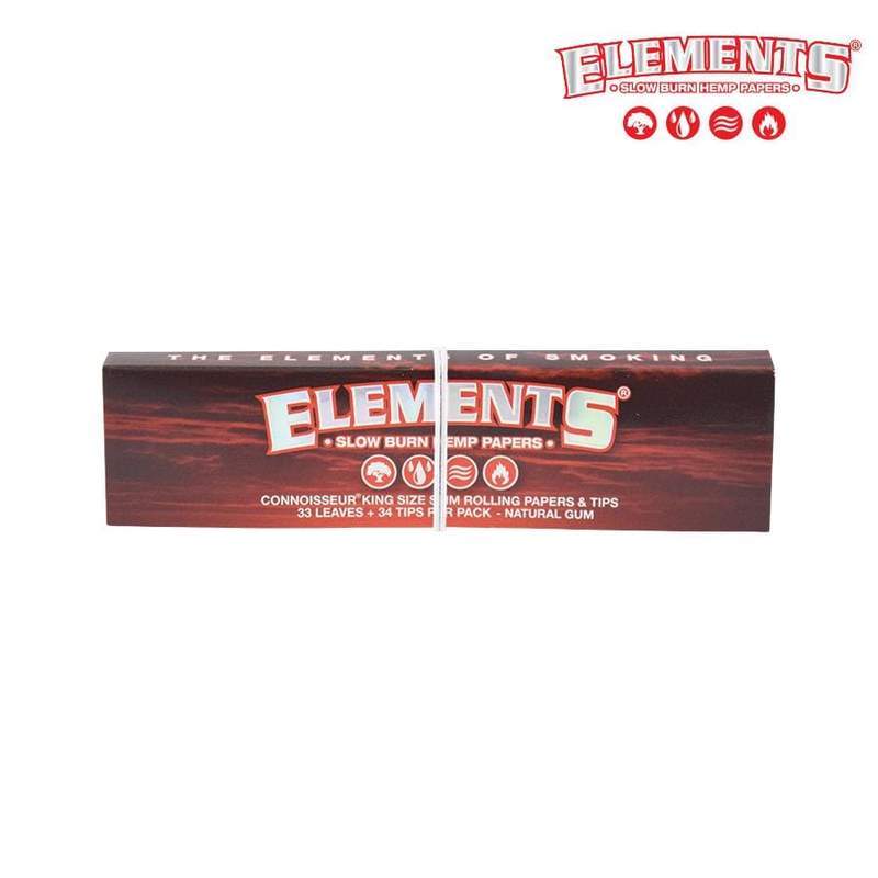 Rolling Papers ELEMENTS Red Connoisserur King Size Slim, Slow Burning Rolling Papers + Tips